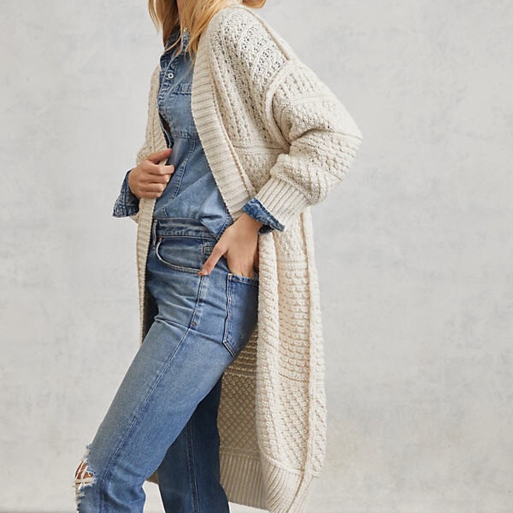 NWT Anthropologie Selene Cardigan Ivory Sweater Size Small